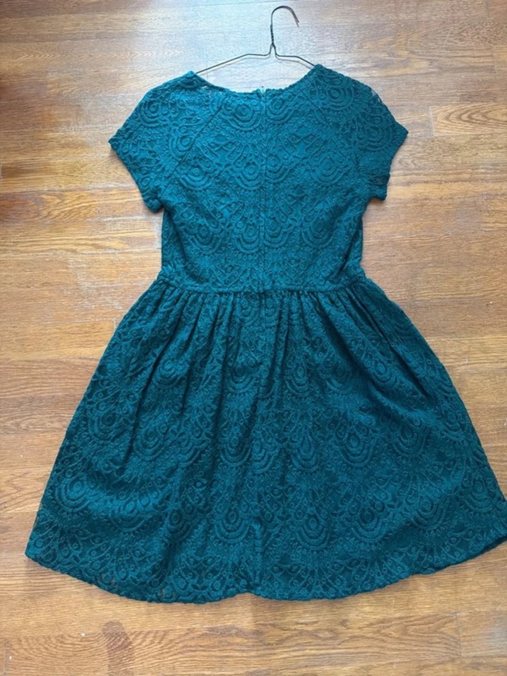 Teal Lace Fit-and-Flare Dress